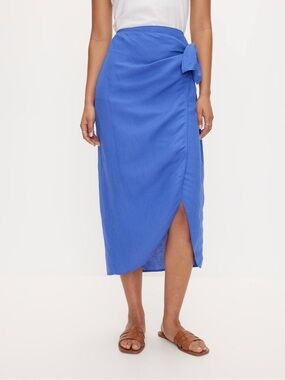 Dotti 14 linen wrap skirt midi Royal blue summer casual beach cover up vacation
